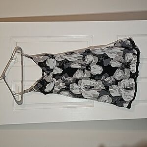 Derek Heart Black Gray Sleeveless Midi Skater Dress Cotton Bead Accent Size M